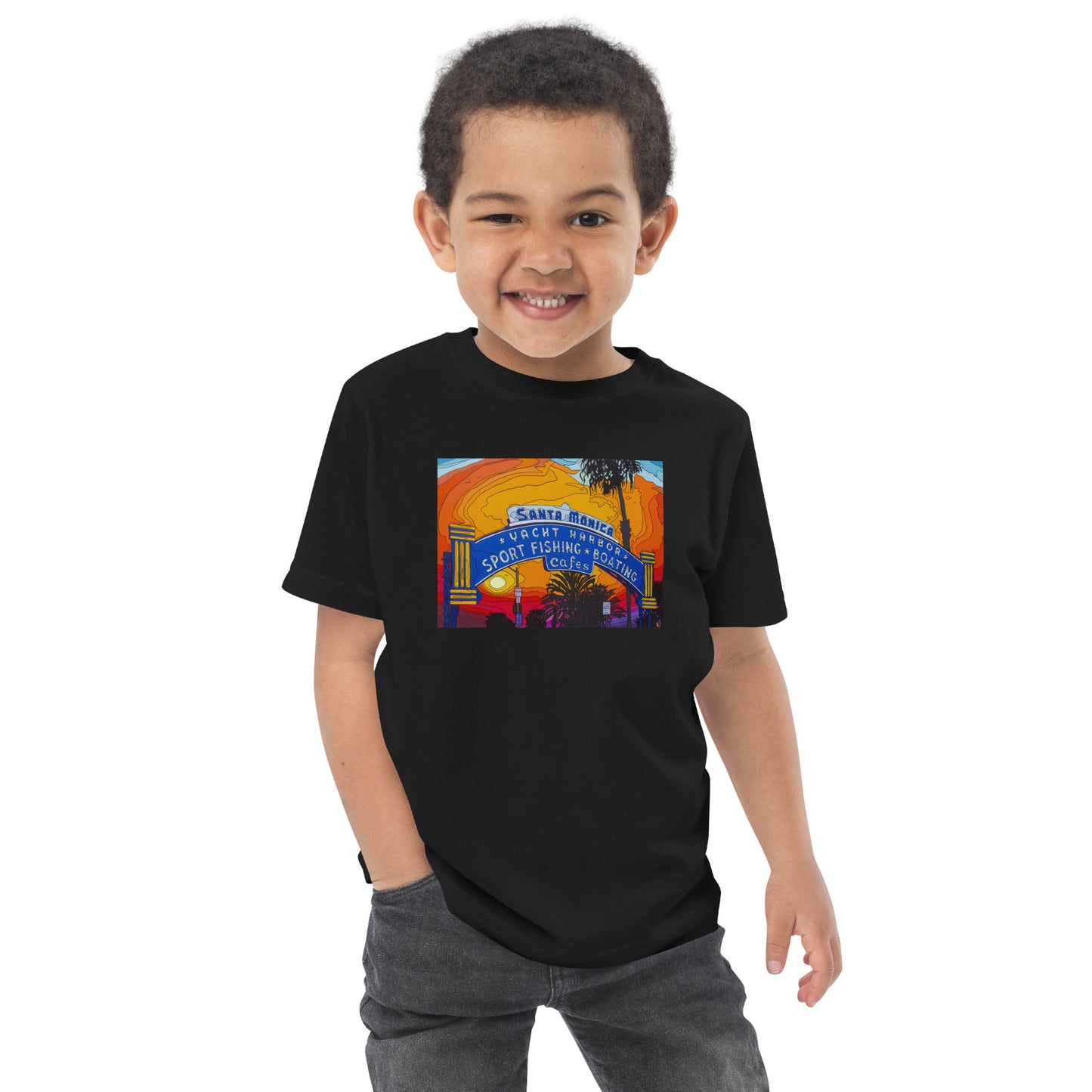 Santa Monica Pier Sign - Toddler jersey t-shirt