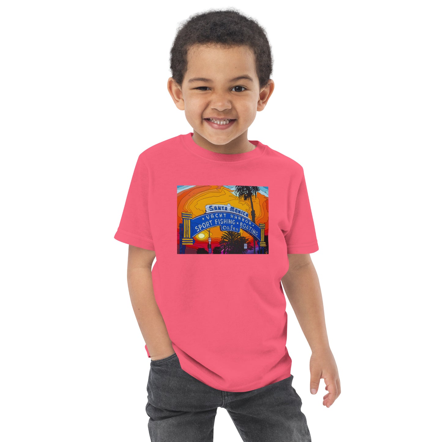 Santa Monica Pier Sign - Toddler jersey t-shirt