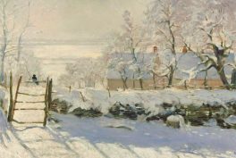 Claude Monet, Magpie, 1868-69, Musée d'Orsay, Paris, France. Detail.