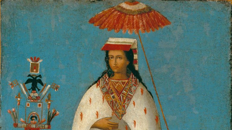 Mama Occollo: Great Princess Mama Occollo, ca 1850-1870, Cuzco, Peru, Denver Art Museum, Denver, CO, USA. Detail.
