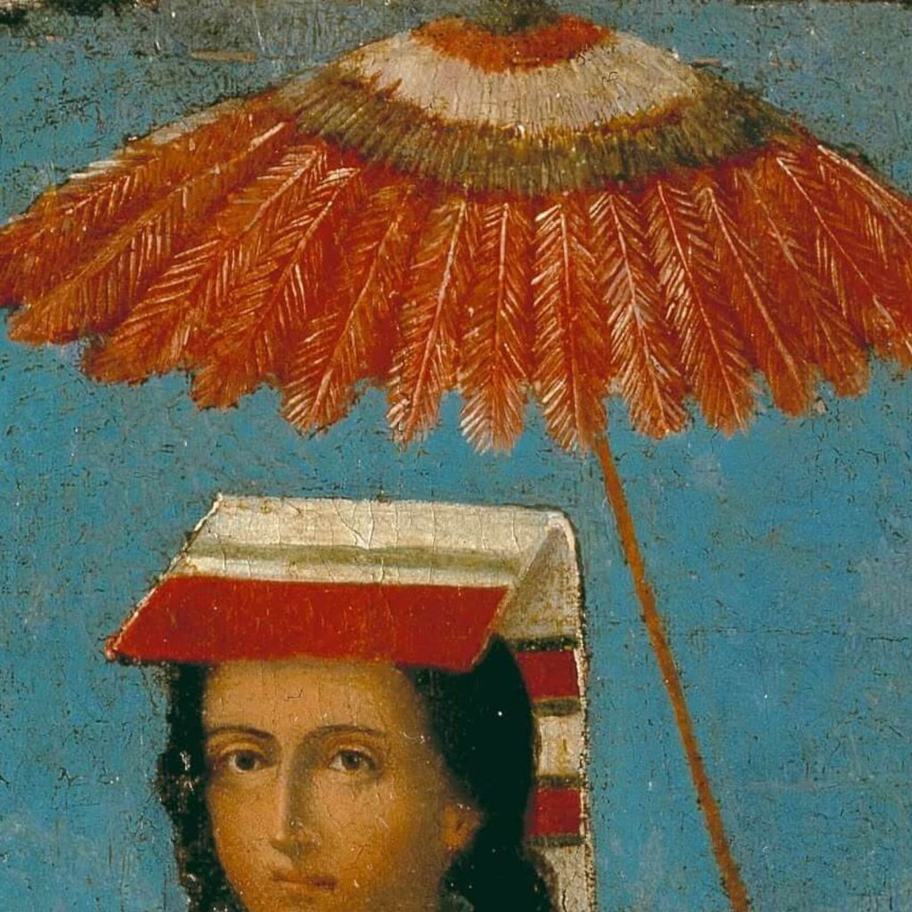 Mama Occollo: Great Princess Mama Occollo, ca. 1850-1870, Cuzco, Peru, Denver Art Museum, Denver, CO, USA. Detail.
