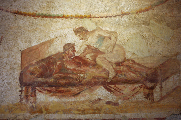 Erotic Art in Pompeii and Herculaneum: Fresco from the Pompeii brothel, Erotic Art Pompeii Herculaneum