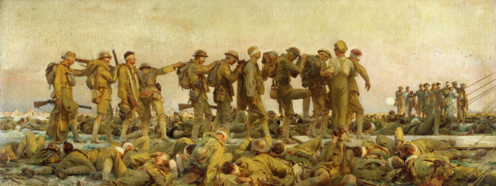 john singer sargent paintings: John Singer Sargent, Gassed, 1919, Imperial War Museum, London, UK.
