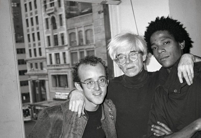 Andy Warhol collaborations: Keith Haring, Andy Warhol and Jean Michel Basquiat together in Warhol’s studio, 1984. The Andy Warhol Foundation for the Visual Arts/Taschen/Spiegel. Detail.
