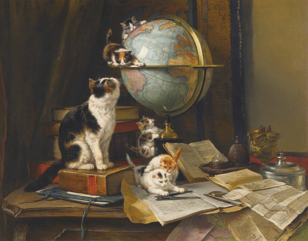cat paintings: Henriëtte Ronner-Knip, The Globetrotters, 1883, private collection.
