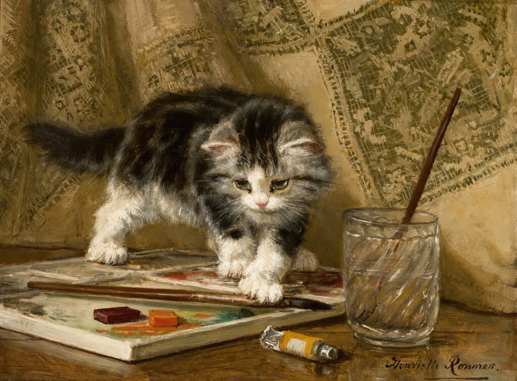 cat paintings: Henriëtte Ronner-Knip, The Young Artist, private collection.
