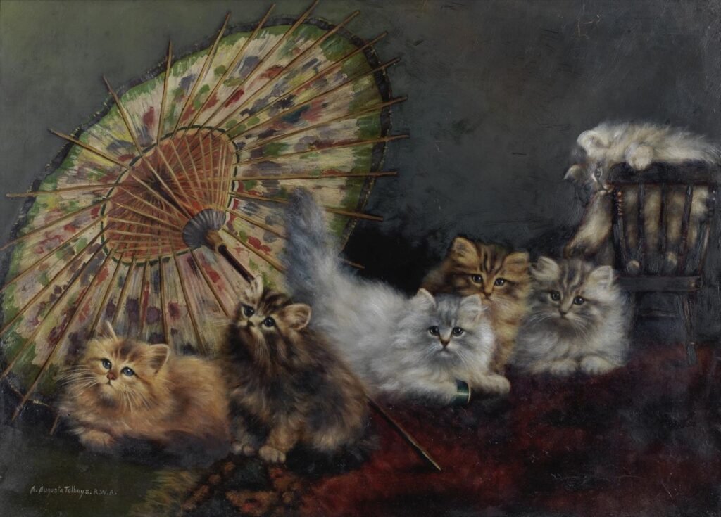 cat paintings: Agnes Augusta Talboys, Pussies in conference, private collection.
