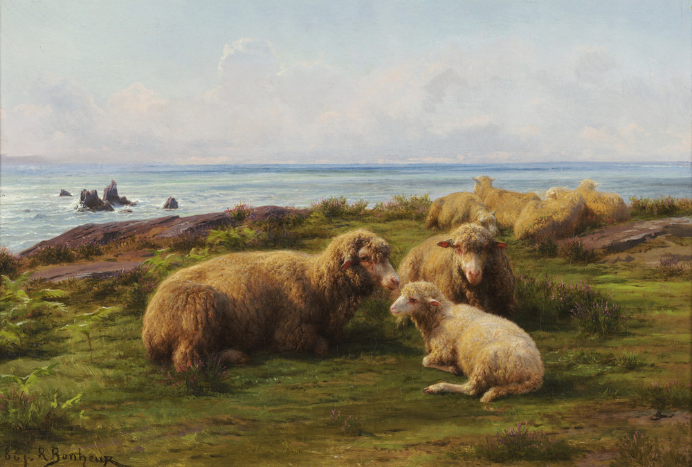 Rosa Bonheur paintings: Rosa Bonheur, Sheep by the Sea, 1865, National Museum of Women in the Arts, Washington, DC, USA.
