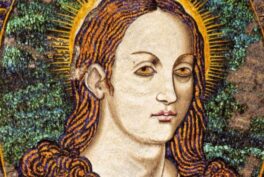 Feathers in Pre-Columbian Art:Juan Bautista Cuiris, Portrait of Christ, 1950s, Kunsthistorisches Museum, Vienna. Detail.