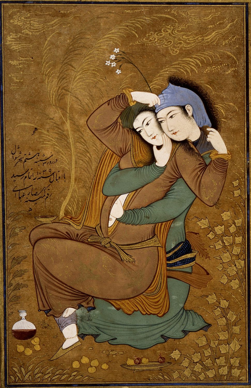 miniatures of Reza Abbasi, Reza Abbasi, Two Lovers, 1630, Metropolitan Museum of Art, New York, NY, USA.