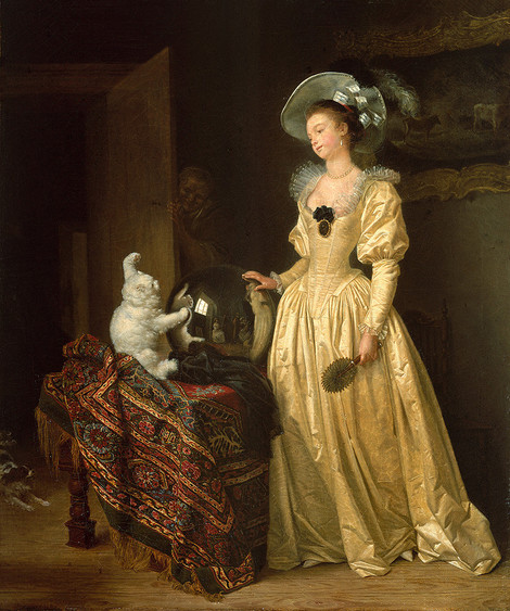 cat paintings: Marguerite Gérard, The Angora Cat, c. 1780s, Bernheimer Fine Old Masters, Munich, Germany.
