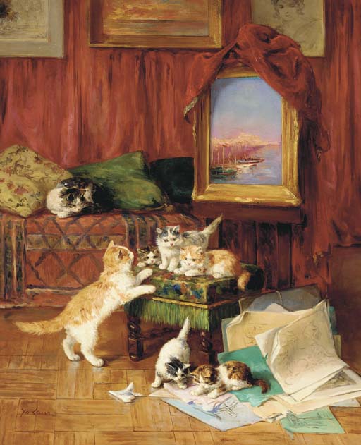 cat paintings: Marie Yvonne Laur, The Connoisseurs, private collection.
