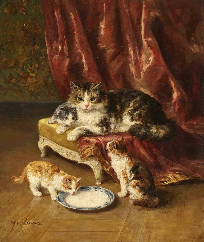cat paintings: Marie Yvonne Laur, The Cat Family, private collection.
