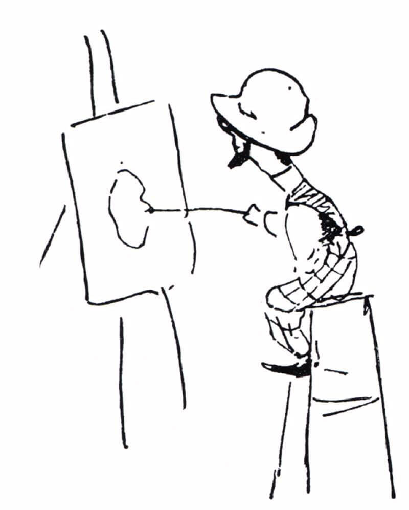 Henri de Toulouse-Lautrec: Henri de Toulouse-Lautrec, Self-Caricature Before the Easel, 1892. FineArtBilbo.
