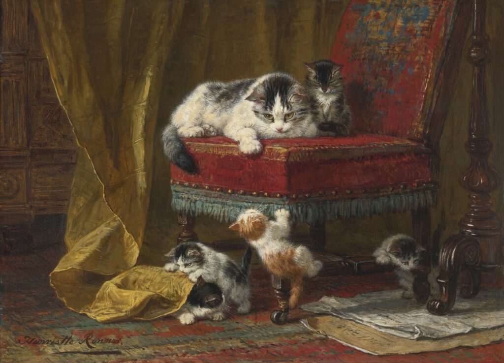 cat paintings: Henriëtte Ronner-Knip, Mother’s Pride, private collection.

