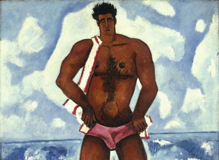 Marsden Hartley: Marsden Hartley, Canuck Yankee Lumberjack at Old Orchard Beach, Maine, 1940, Smithsonian Institution, Washington, USA. Detail.
