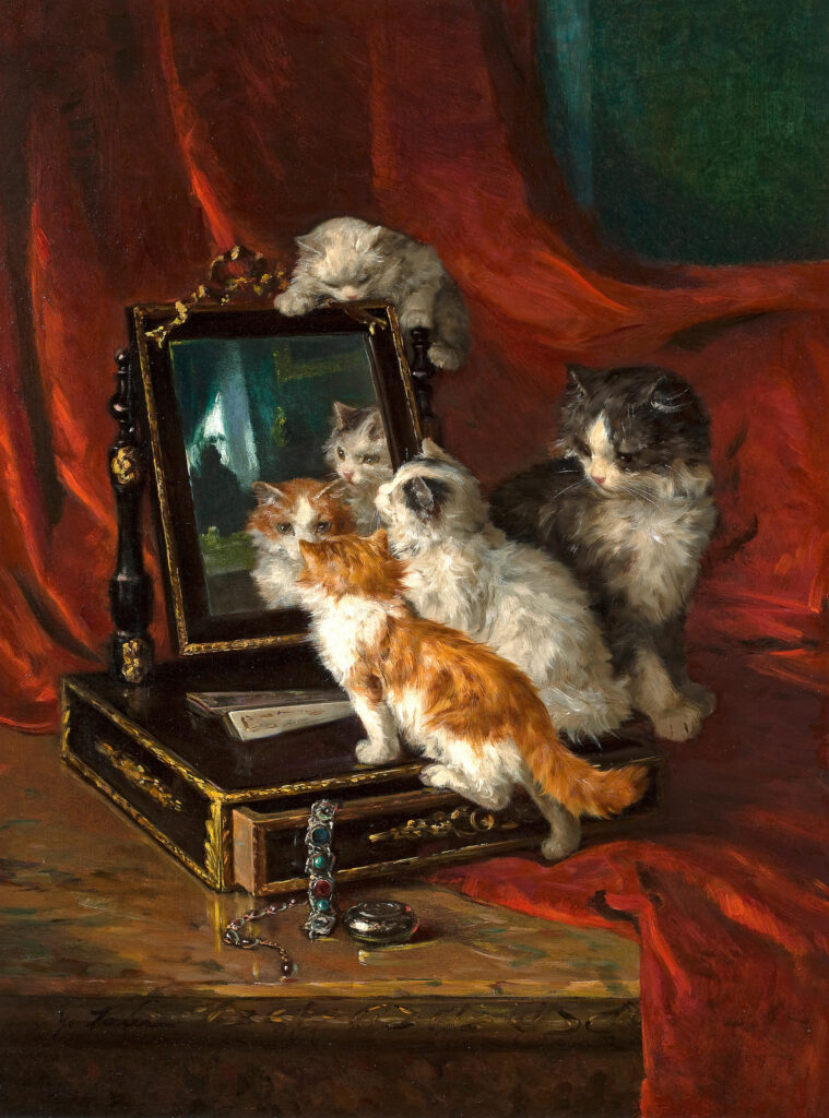 cat paintings: Marie Yvonne Laur, Curious Cats, private collection.
