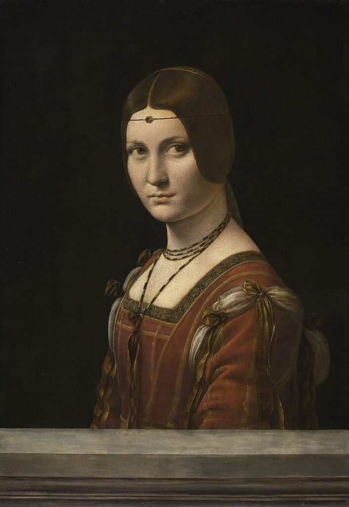 Mona Lisa theft: Leonardo da Vinci, La Belle Ferronière, 1490–1497, Louvre, Paris, France.
