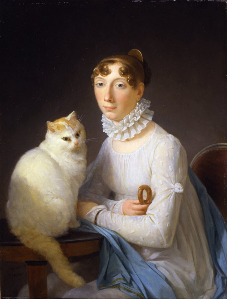 cat paintings: Marguerite Gérard, A Lady with Her Cat, private collection.
