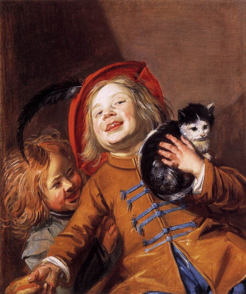 cat paintings: Judith Leyster, Two Children with a Cat, 1629, Rijksmuseum, Amsterdam, Netherlands.
