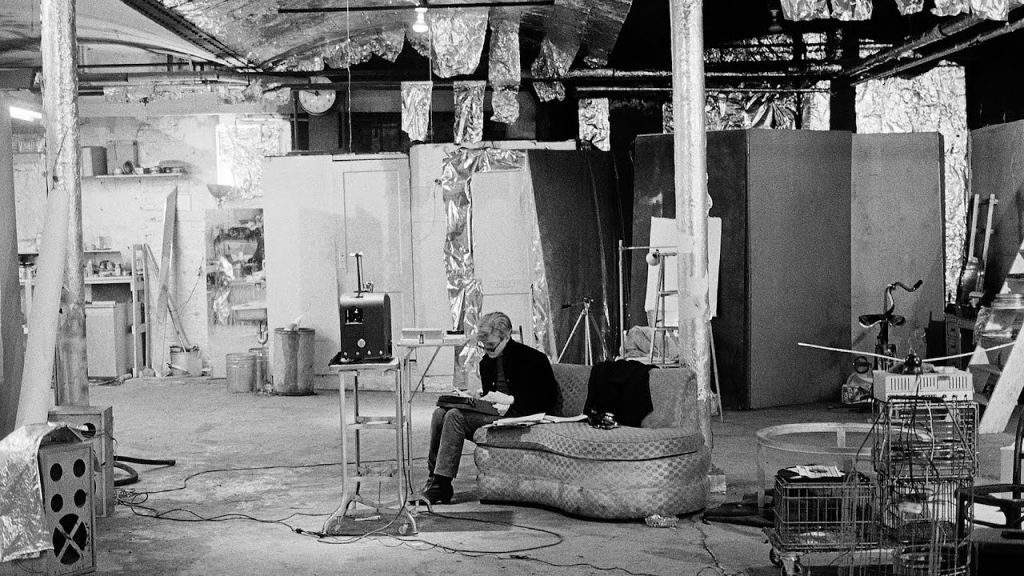 Andy Warhol collaborations: Still from Andy Warhol’s Silver Factory, Design Museum Gent, Ghent, Belgium. YouTube.
