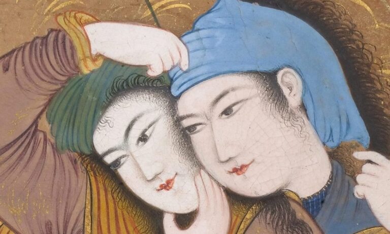 reza abbasi: Reza Abbasi, Two Lovers, 1630, The Metropolitan Museum, New York, NY, USA. Detail.
