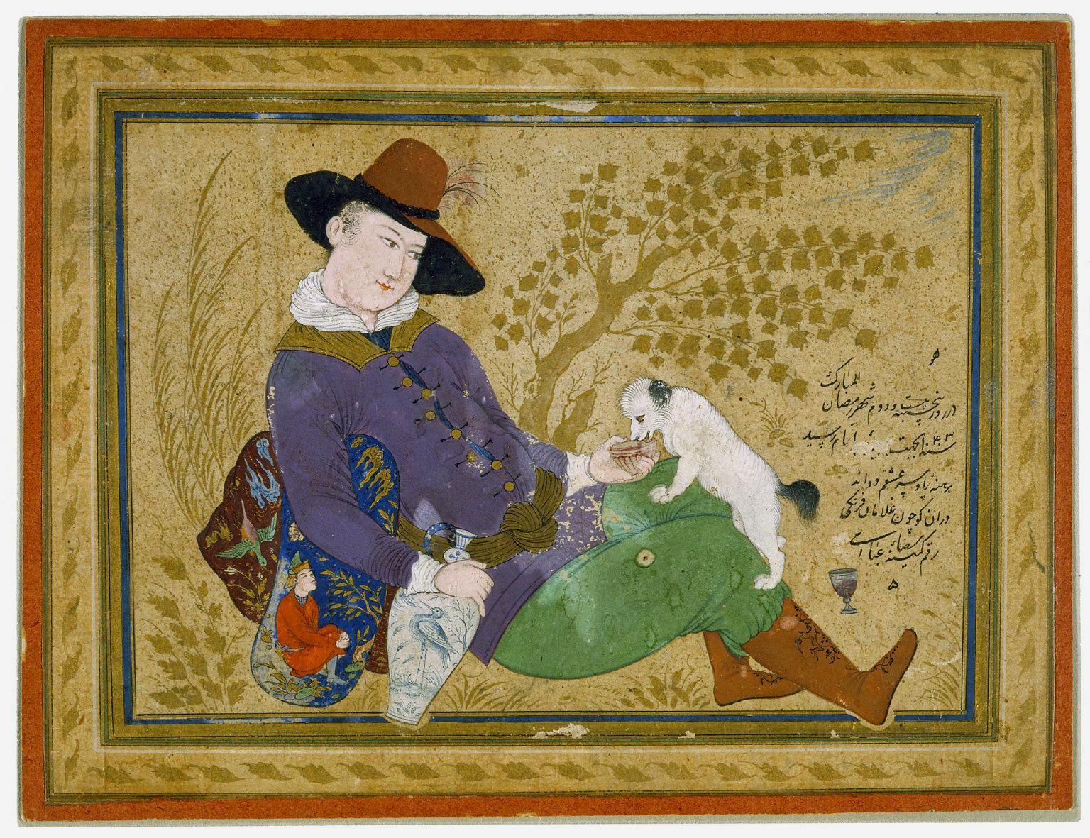 miniatures of Reza Abbasi: Reza Abbasi, Young Portuguese, 1634, Detroit Institute of Arts, Detroit, MI, USA.