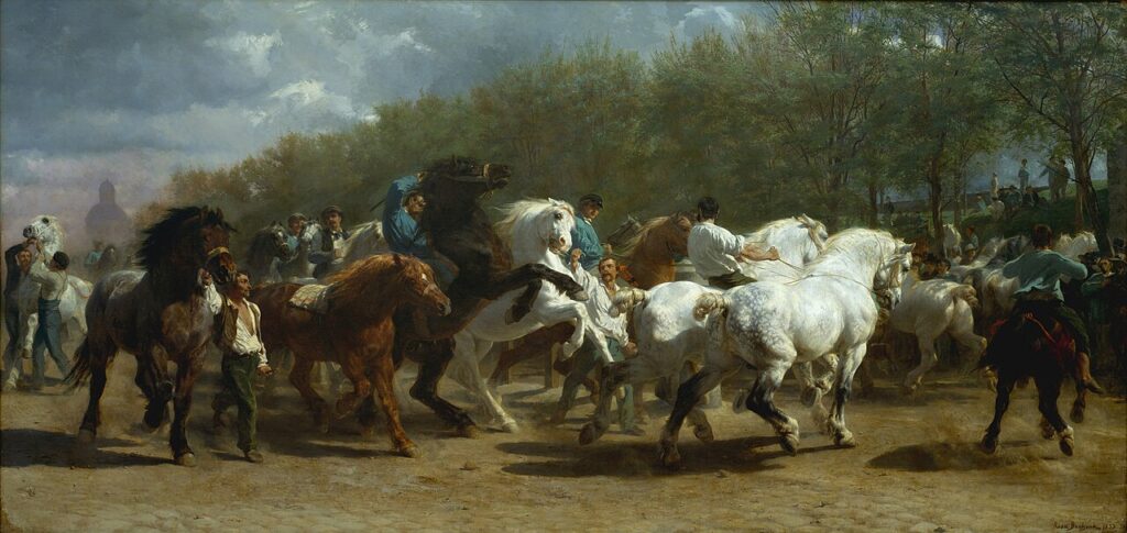 Rosa Bonheur paintings: Rosa Bonheur, The Horse Fair, 1852–1855, Metropolitan Museum of Art, New York City, NY, USA.
