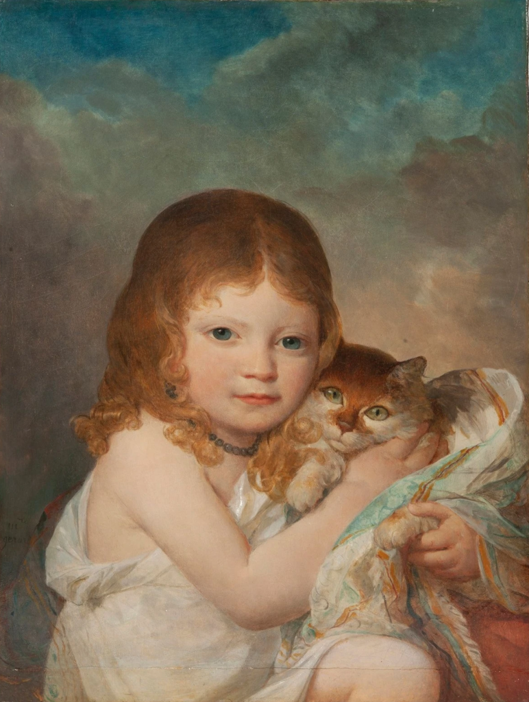 cat paintings: Marguerite Gérard, Young Girl with a Cat, private collection.
