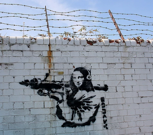 Mona Lisa theft: Banksy, Mona Lisa with Bazooka, 2007–2008. Banksy Explained.
