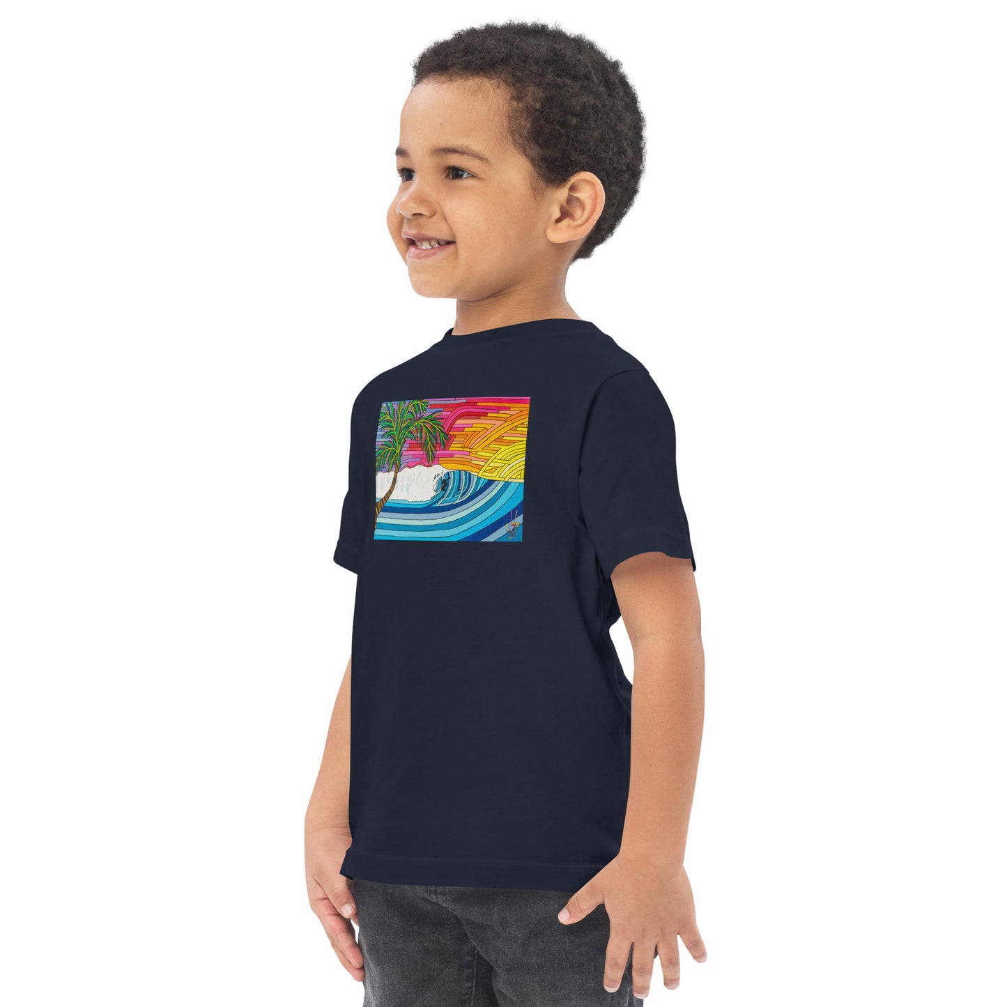 Palm Tree Sunset Surf - Toddler jersey t-shirt